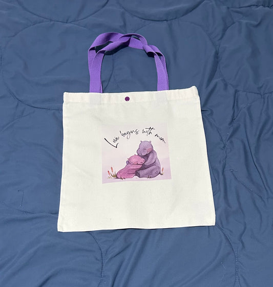 Canvas Tote Bag | Love Begins with Mom