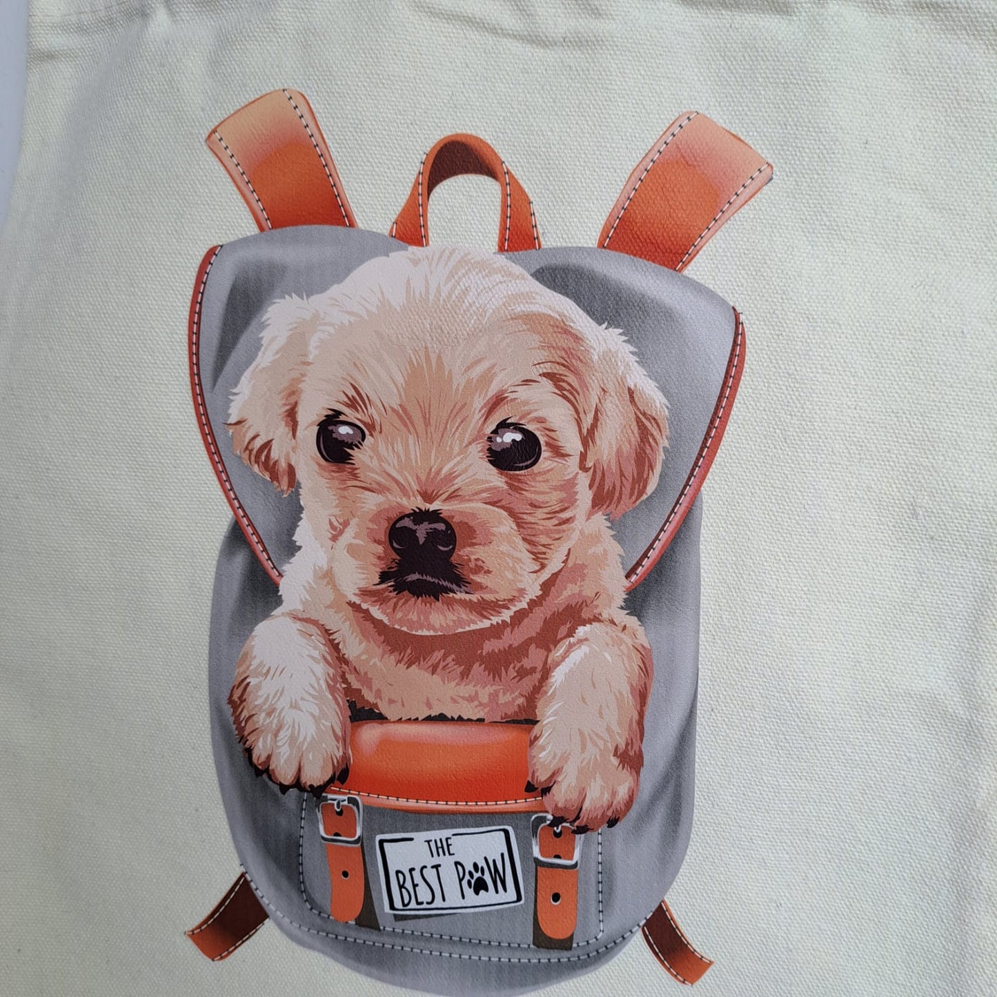 Canvas Tote Bag | Dog In Bagpack Design