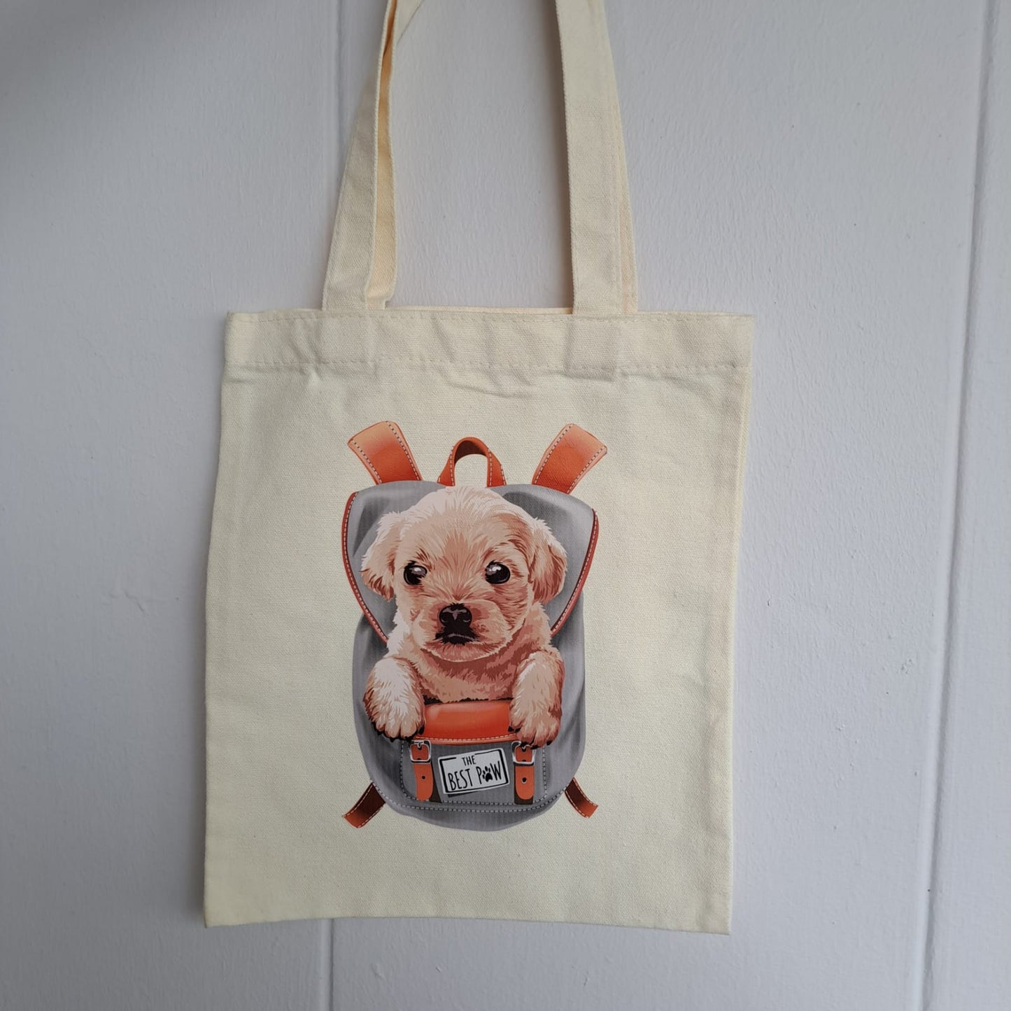 Canvas Tote Bag | Dog In Bagpack Design